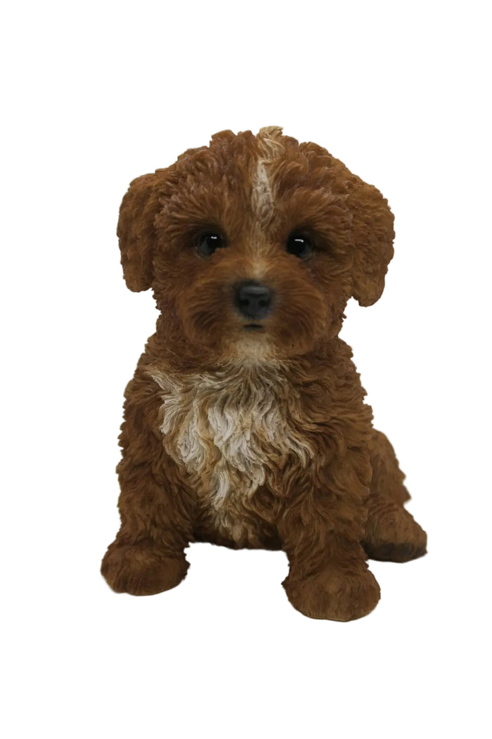 CAVOODLE STATUE BROWN PUPPY DOG ANIMAL GARDEN ORNAMENT SCULPTURE