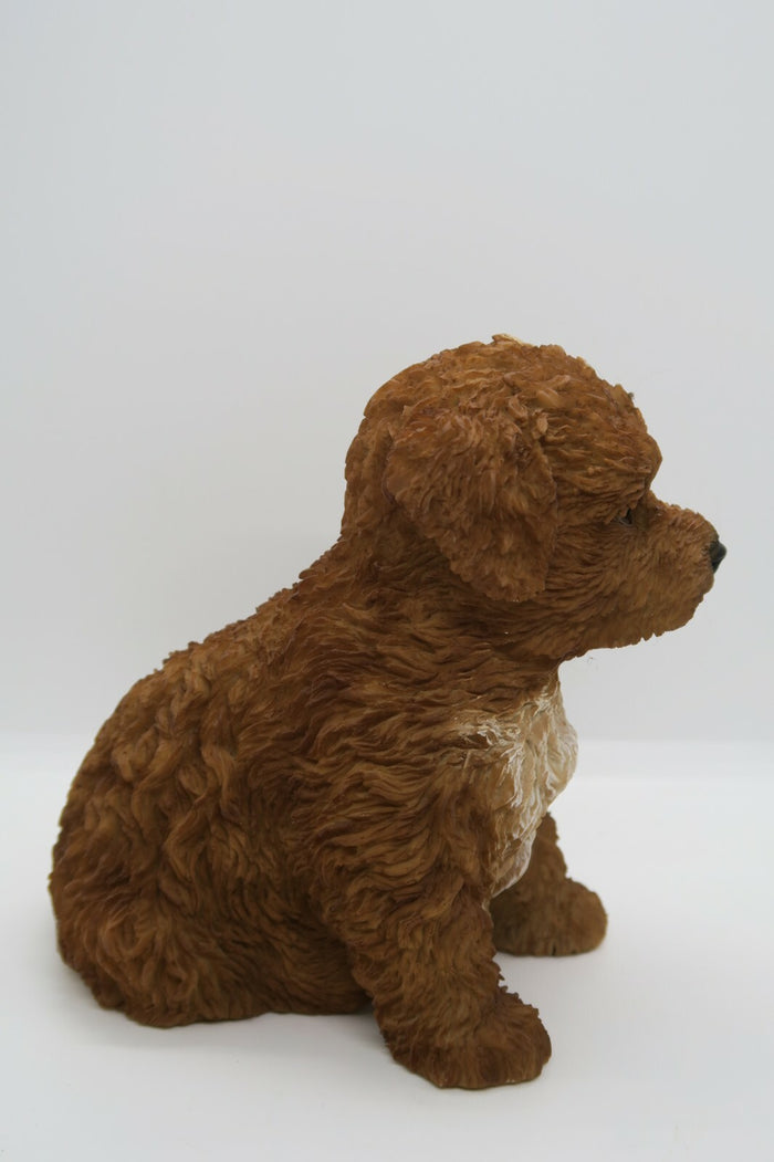 CAVOODLE STATUE BROWN PUPPY DOG ANIMAL GARDEN ORNAMENT SCULPTURE