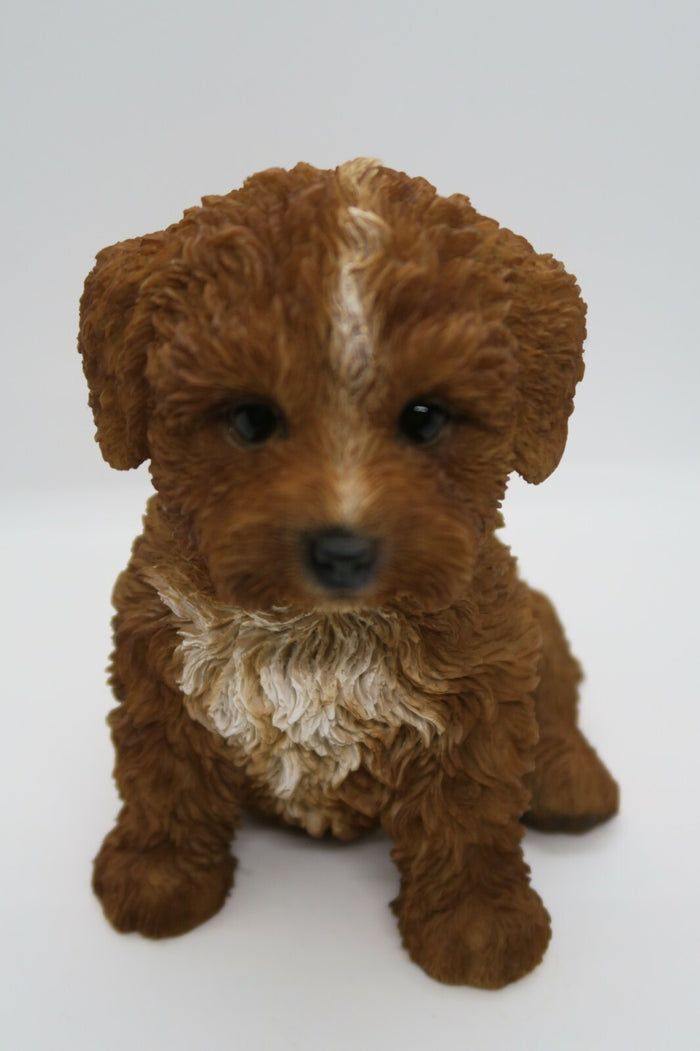 CAVOODLE STATUE BROWN PUPPY DOG ANIMAL GARDEN ORNAMENT SCULPTURE