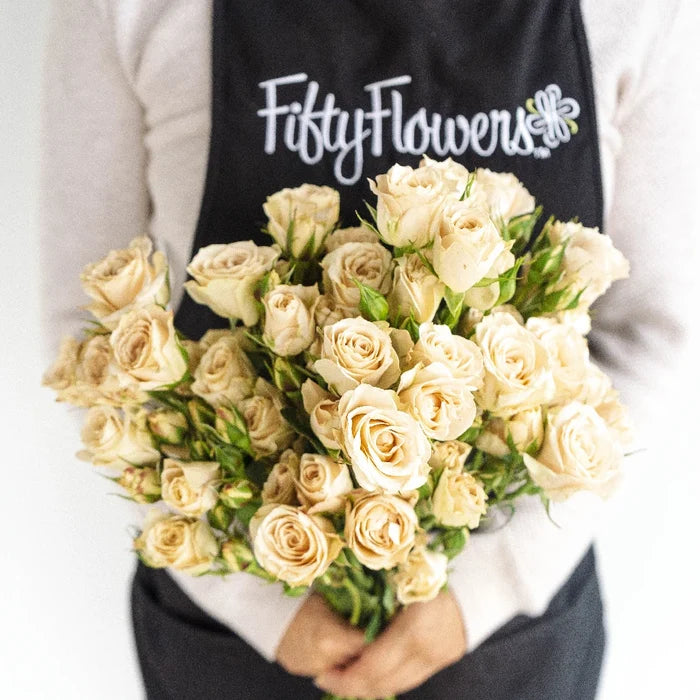 Peach Spray Bulk Roses Vase - Image