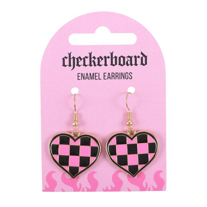 Checkerboard Heart Earrings