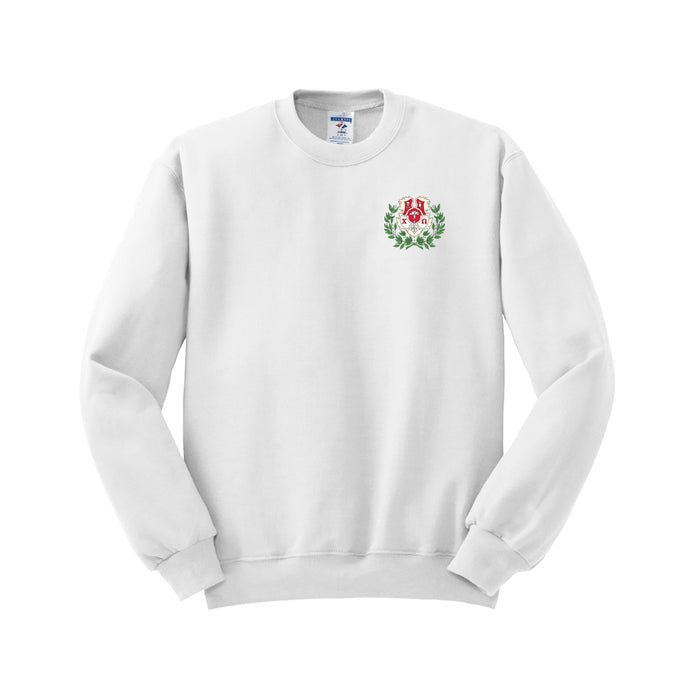 Chi Omega Crewneck Sweatshirt - Embroidered Crest