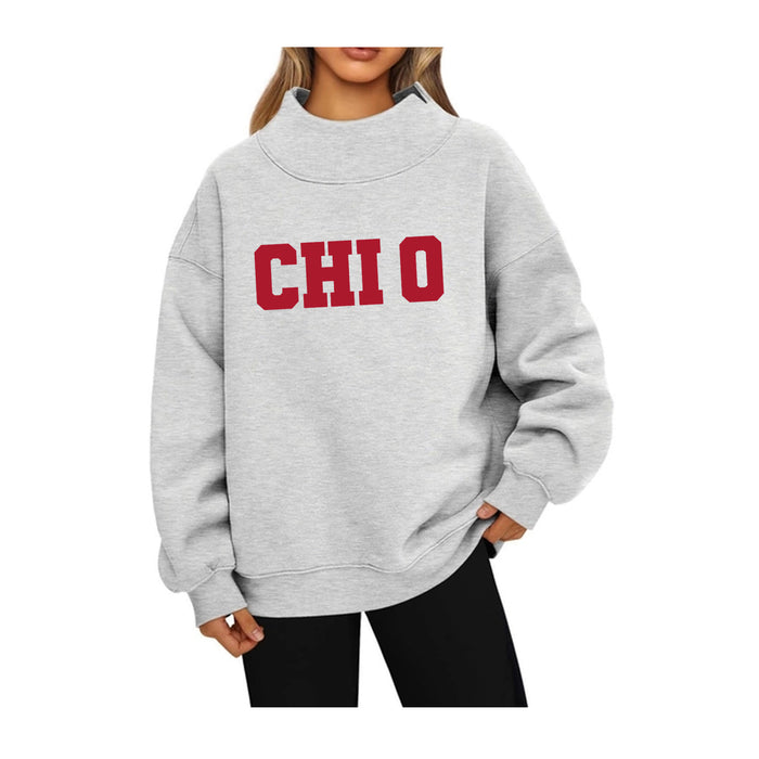 Chi Omega Mock Neck Sweatshirt - CHI O