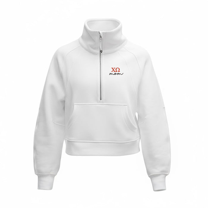 Chi Omega MOM lululemon Scuba Oversized Funnel-Neck Half Zip - White
