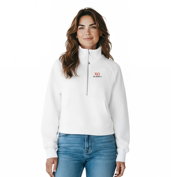 Chi Omega MOM lululemon Scuba Oversized Funnel-Neck Half Zip - White