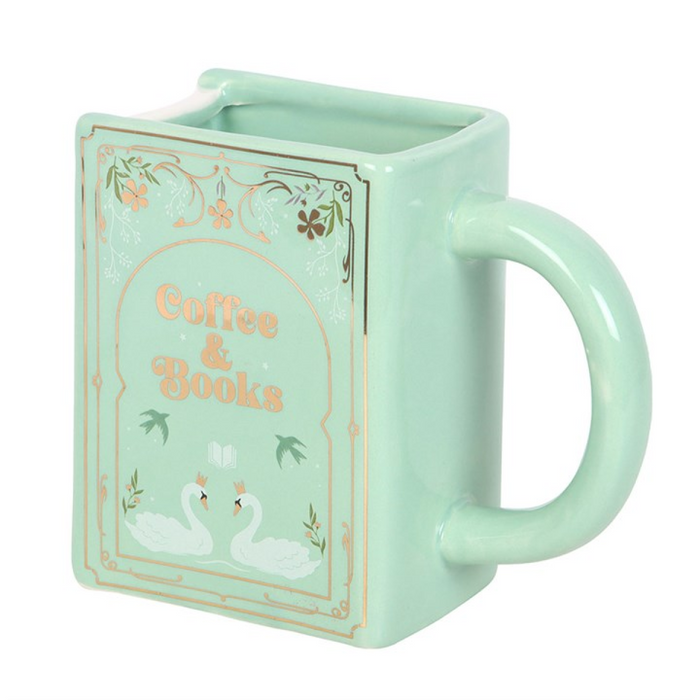 Coffee and Books Green Book Shaped Mug