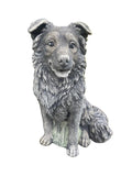 22nice4me Garden Statues sitting Border Collie dog ornament with detailed grey textured finish for indoor or outdoor