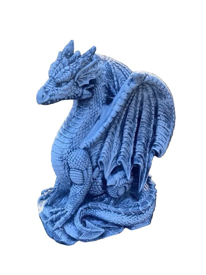22nice4me Garden Statues concrete dragon ornament with detailed scales and wings, ideal for outdoor garden decor.