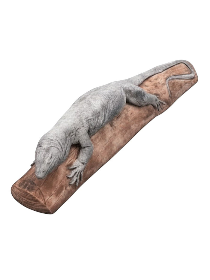 22nice4me Garden Statues hand-painted concrete goanna lizard basking on a log with an antique finish