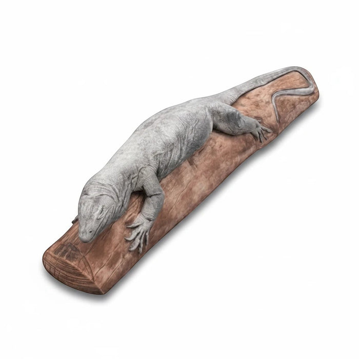 22nice4me Garden Statues hand-painted concrete goanna lizard basking on a log with an antique finish