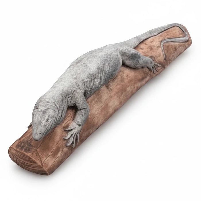 22nice4me Garden Statues concrete goanna lizard resting on a log, featuring realistic textures for outdoor decor.