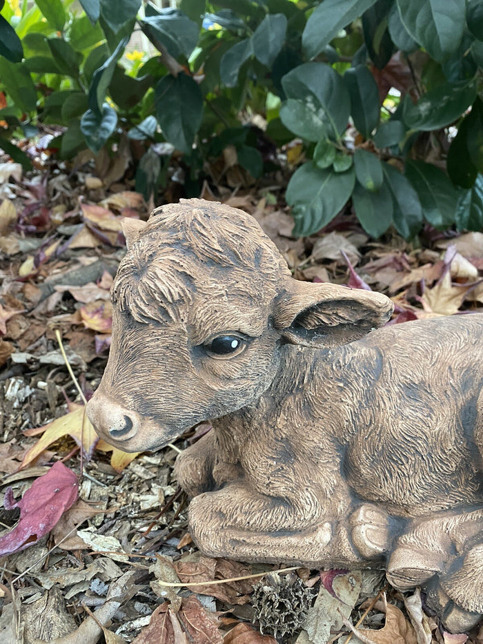 Cow Calf Statue Brown Ornament Farm Animal Concrete Garden Australian Made