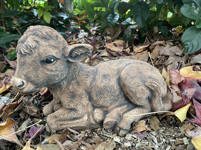 Cow Calf Statue Brown Ornament Farm Animal Concrete Garden Australian Made