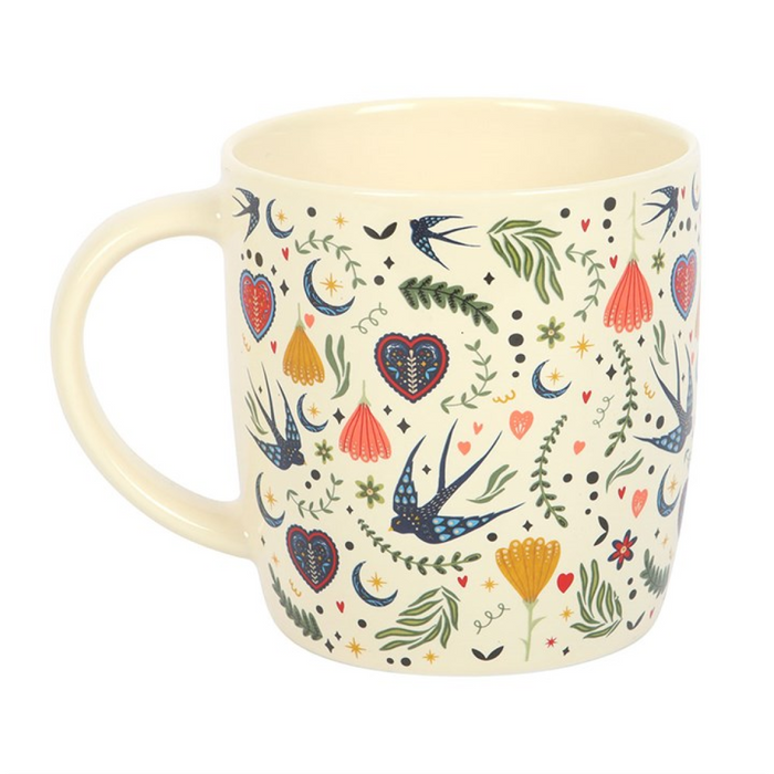 Cream Midnight Bloom Print Mug