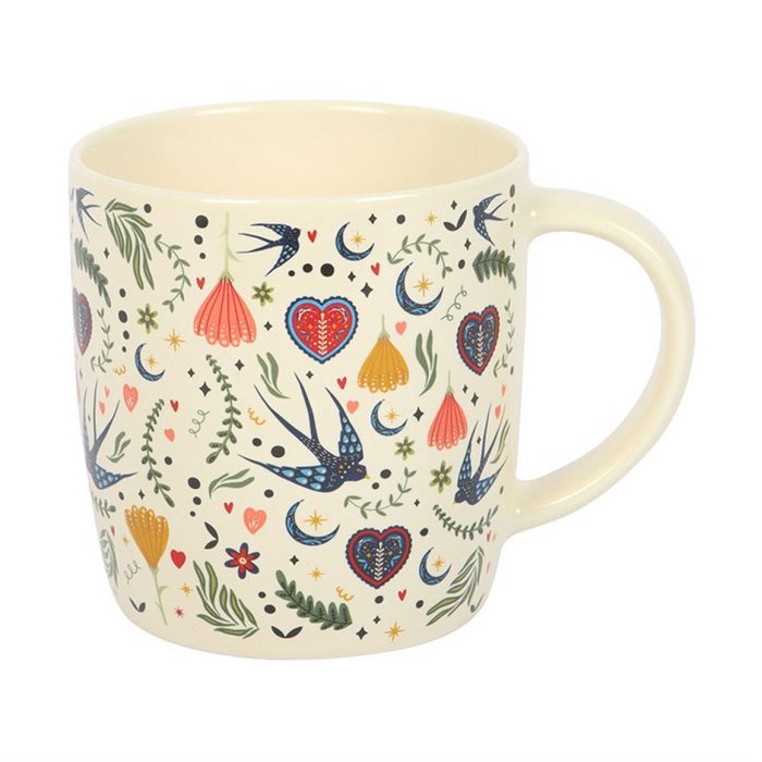 Cream Midnight Bloom Print Mug
