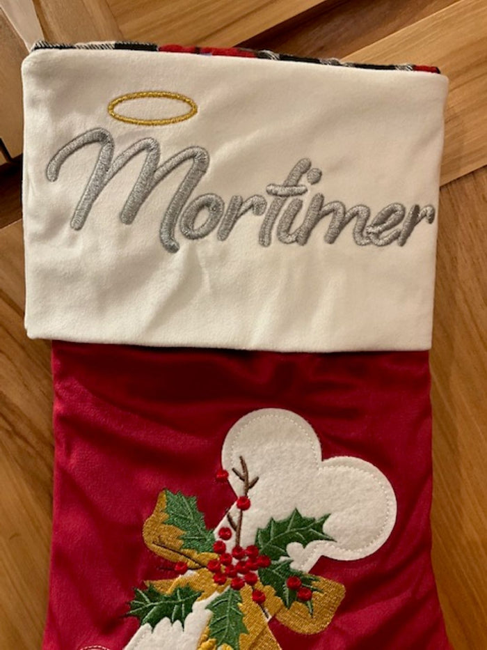 Custom Embroidered Pet Christmas Stocking - Dog or Cat Design