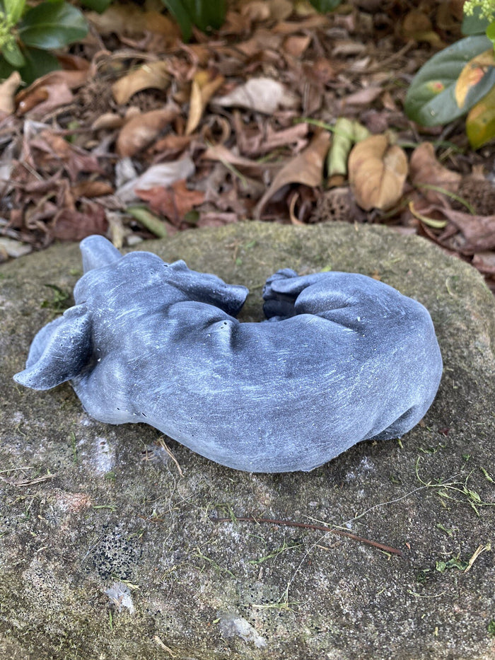 Concrete Dachshund garden statue back view outdoor cement dog ornament