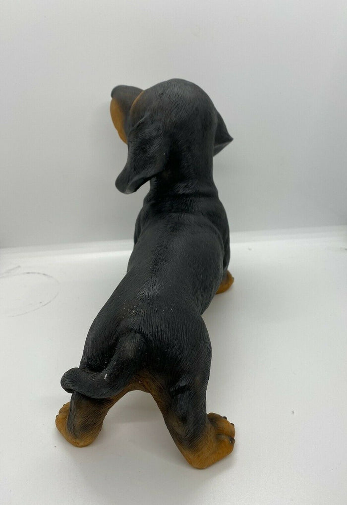 DACHSHUND SAUSAGE DOG MEMORIAL PUPPY ANIMAL GARDEN ORNAMENT BLACK 22cm