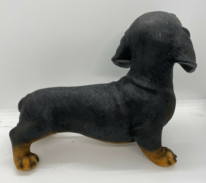 DACHSHUND SAUSAGE DOG MEMORIAL PUPPY ANIMAL GARDEN ORNAMENT BLACK 22cm