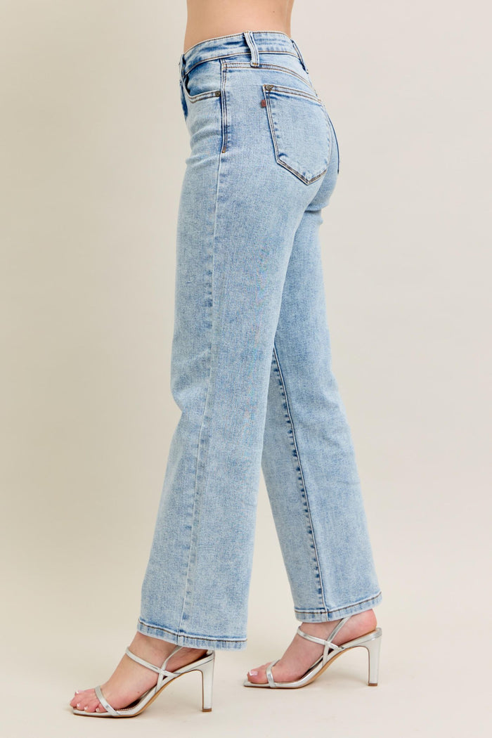 Danica High Waist Stone Wash Straight Jeans
