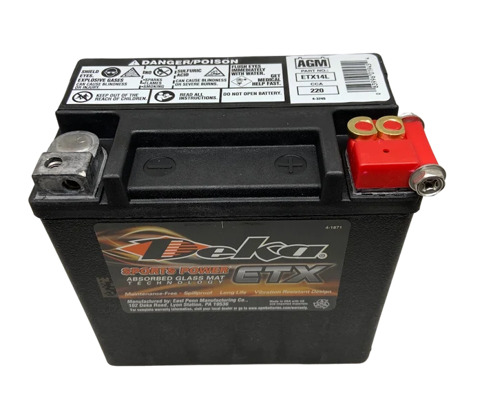 Deka ETX14L 12V 220CCA 12AH AGM Powersports Battery, USA Made