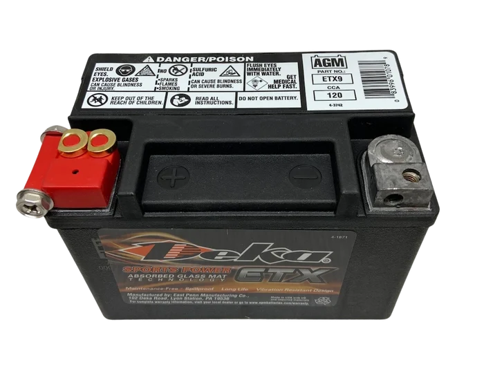 Deka ETX9 12V 120CCA 8Ah AGM Powersports Battery, USA Made
