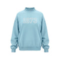 A light blue mock neck sweatshirt with '1873' printed in white varsity-style lettering across the chest, displayed on a clean white background.