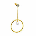 Diamond Hanging Pearl Hoop Earrings Gold Earring MelodyNecklace