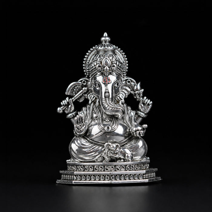 Divine Ganesha Silver Plated Idol