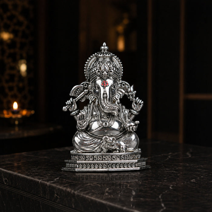 Divine Ganesha Silver Plated Idol
