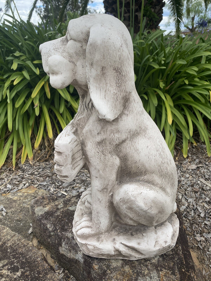 Dog Holding A Bone Welcome Sign Garden Statue Ornament Home Garden Decor