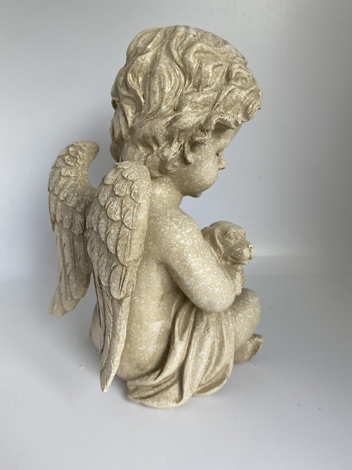DOG MEMORIAL STATUE DOG PUPPY WITH WINGS PLAQUE  ORNAMENT