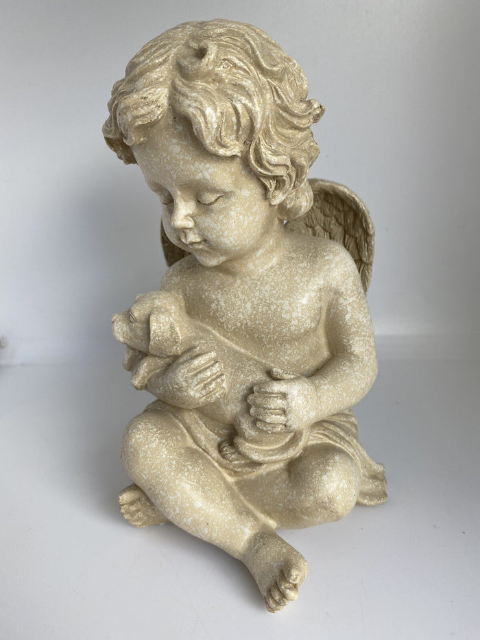 DOG MEMORIAL STATUE DOG PUPPY WITH WINGS PLAQUE  ORNAMENT
