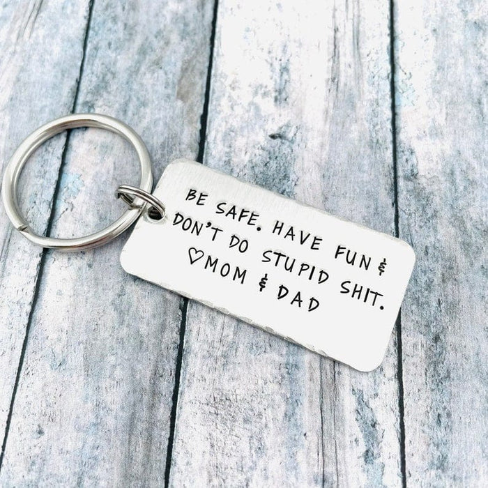 Don't Do Stupid Keychain Custom Name Be Safe Keychain for Kids Keychain MelodyNecklace