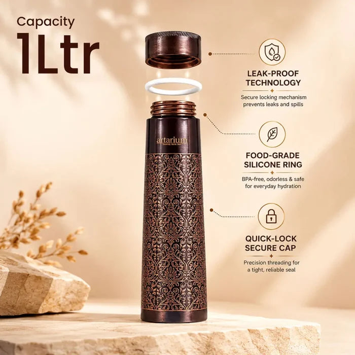 Etching Copper Bottle with Straw Set