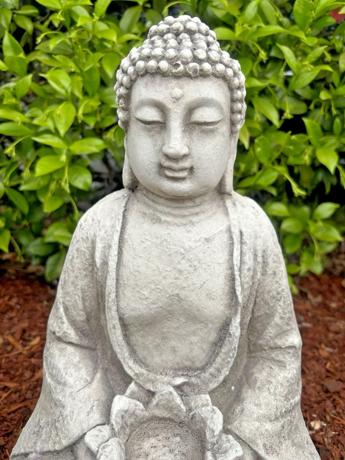 22nice4me Garden Statues meditating Buddha figurine with antique finish, crafted from durable fiberglass resin.