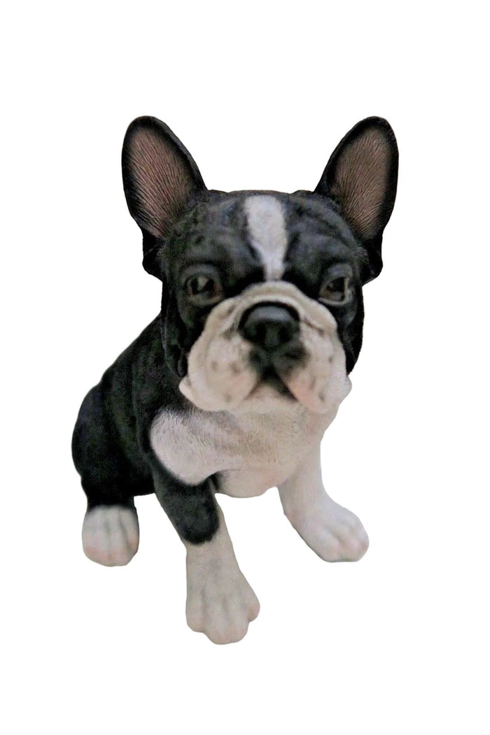 22nice4me Garden Statues hand-painted poly resin French bulldog puppy figurine in black and white sitting pose