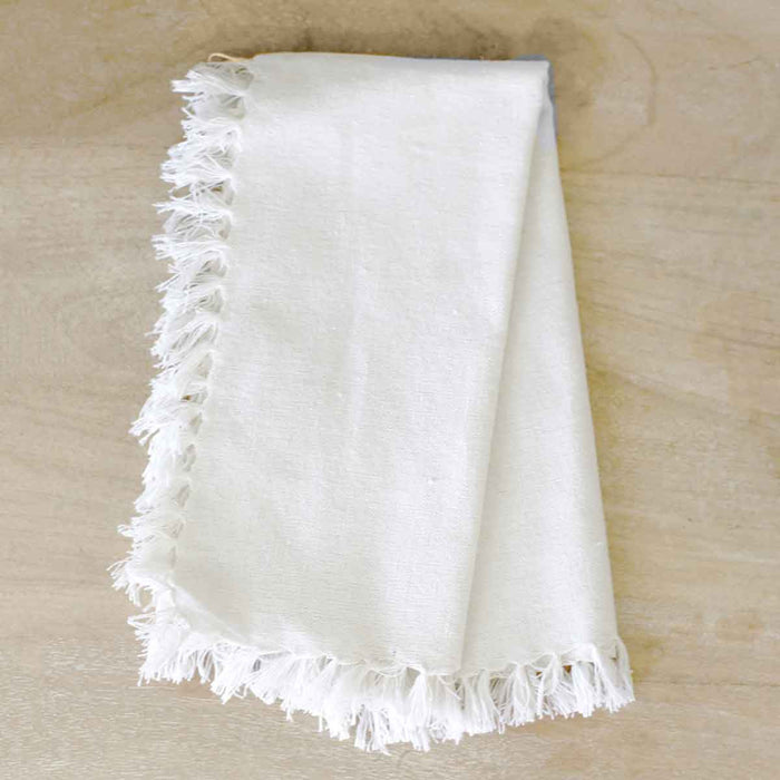 FRINGE NAPKIN SET OF 2 , SOFT WHITE