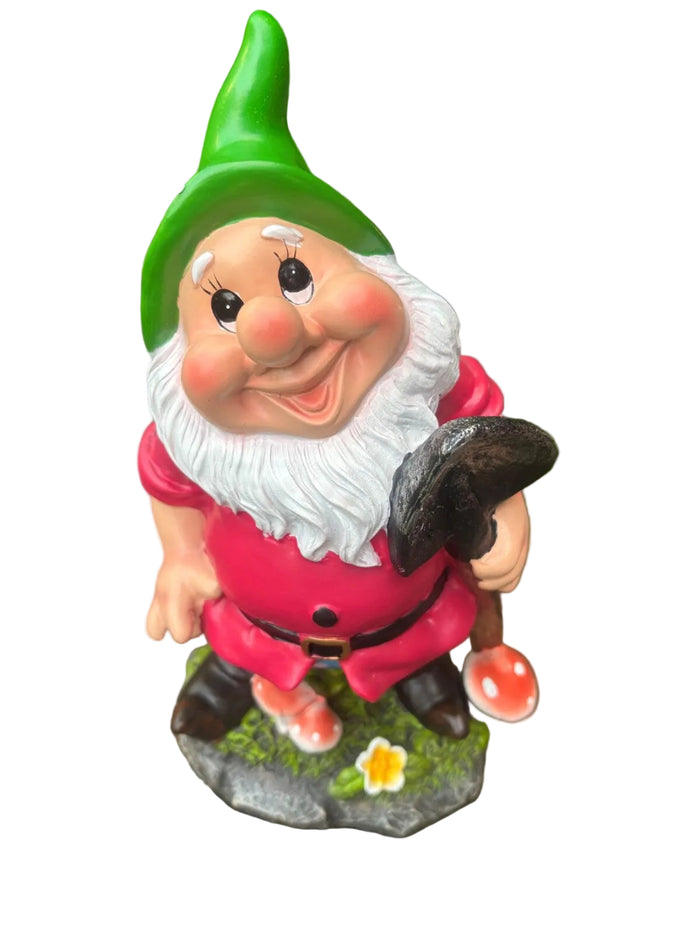 Garden Gnome Holding A Shovel Ornament Statue Sculpture