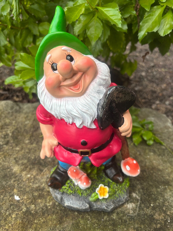 Garden Gnome Holding A Shovel Ornament Statue Sculpture