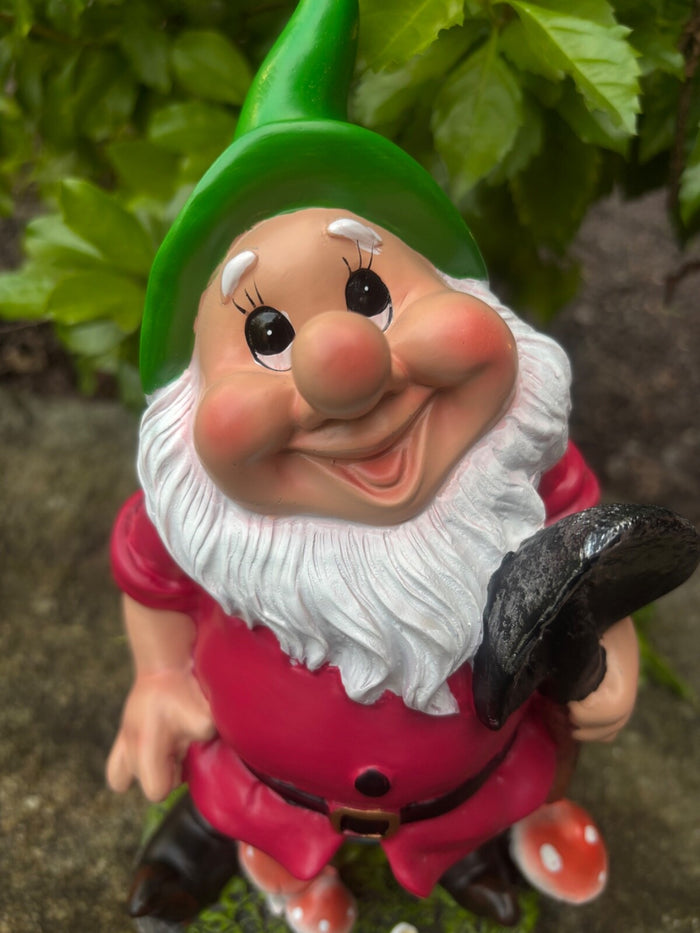 Garden Gnome Holding A Shovel Ornament Statue Sculpture