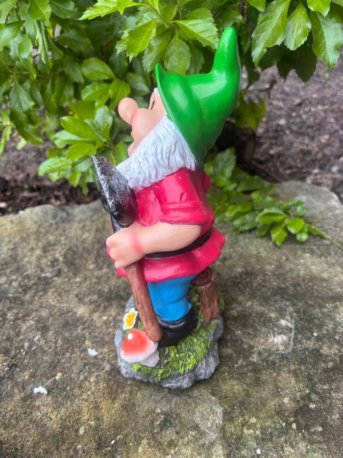 Garden Gnome Holding A Shovel Ornament Statue Sculpture