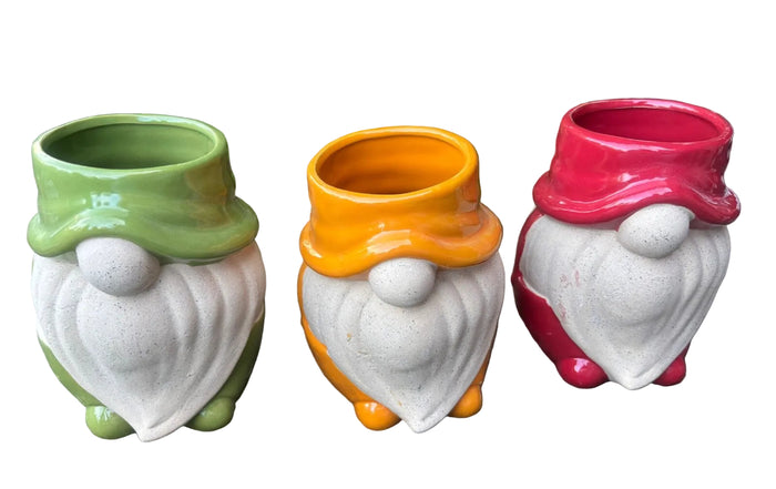 Garden Gnomes Plant Pots Garden Ornament Statue 16cm high Set of 3