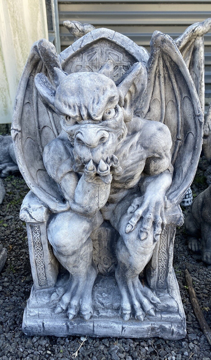 Gargoyle On Throne Garden Statue - Pick up only