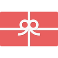 Red gift card with white ribbon and bow, present icon for barometers and clocks store