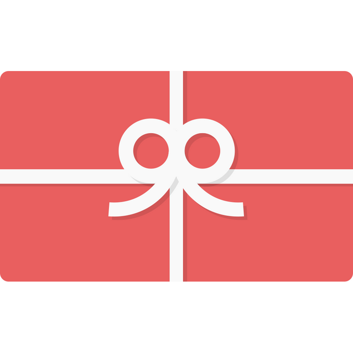 Red gift card with white ribbon and bow, present icon for barometers and clocks store