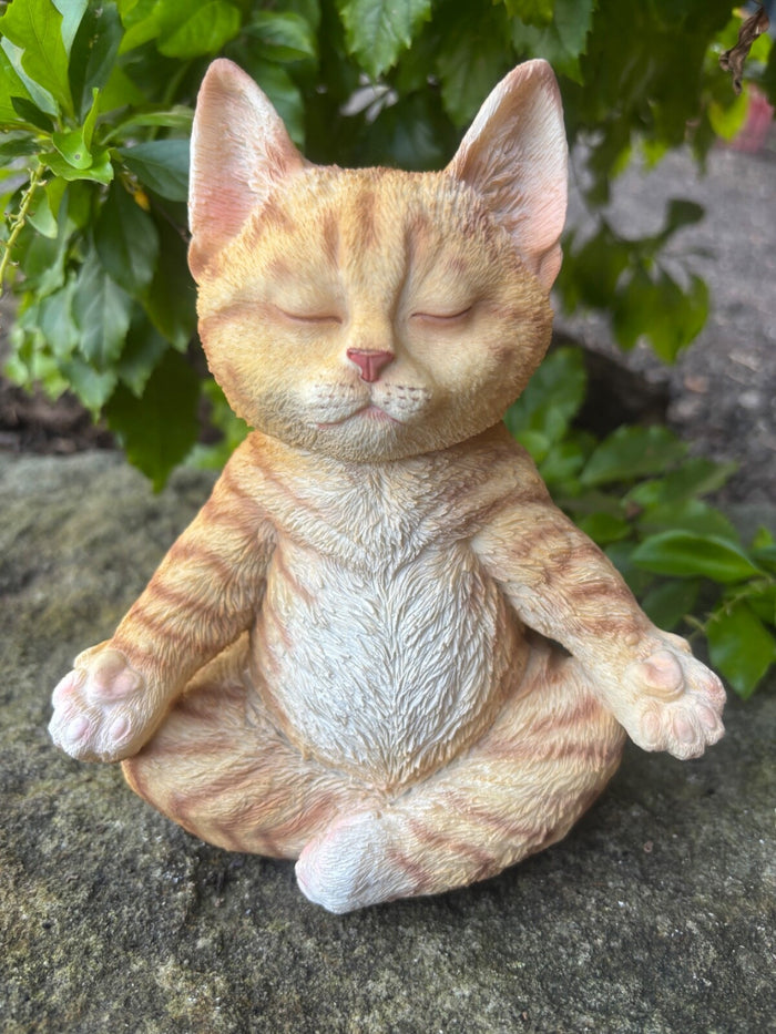 GINGER CAT FENGSHUI ANIMAL GARDEN STATUE ORNAMENT FIGURINE SCULPTURE MONEY BOX