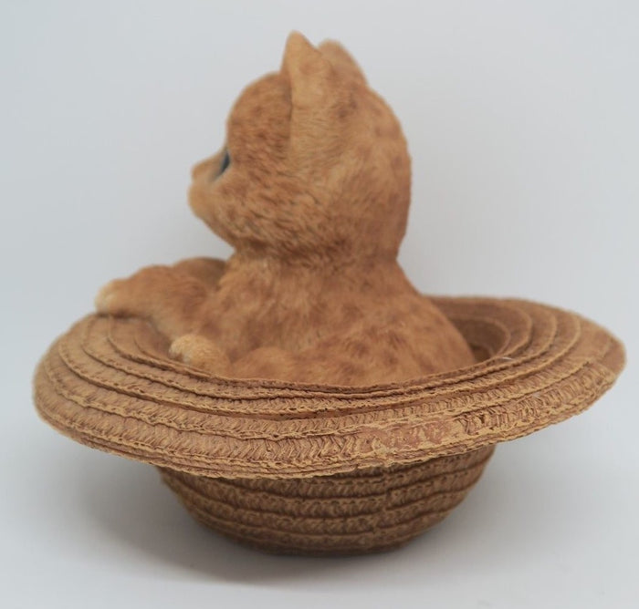 GINGER CAT IN A HAT ANIMAL GARDEN STATUE ORNAMENT FIGURINE SCULPTURE MONEY BOX
