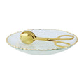 GOLD EDGE GLASS SERVING BOWL SET