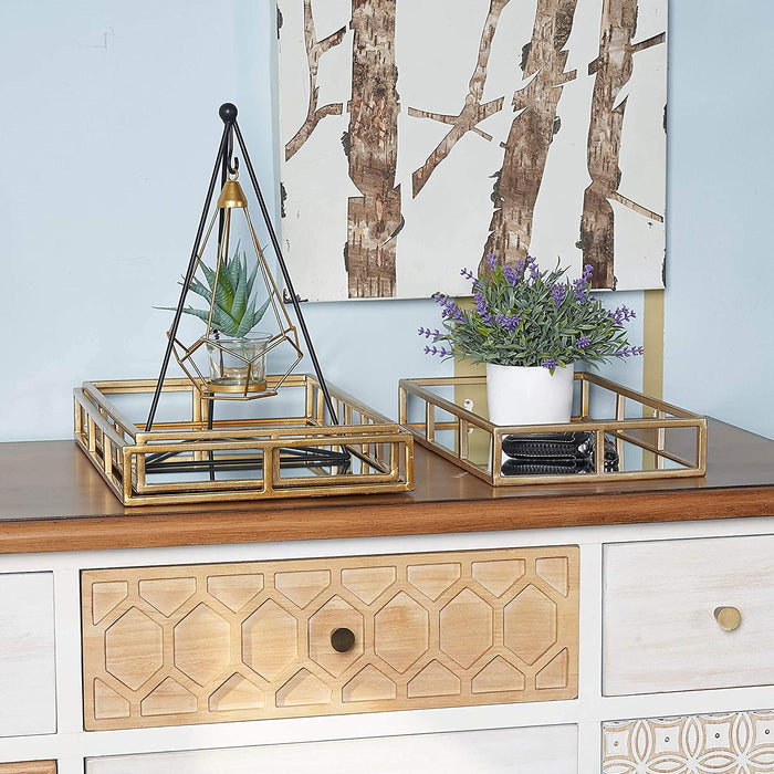 Gold Mirror Tray (Set of 3)
